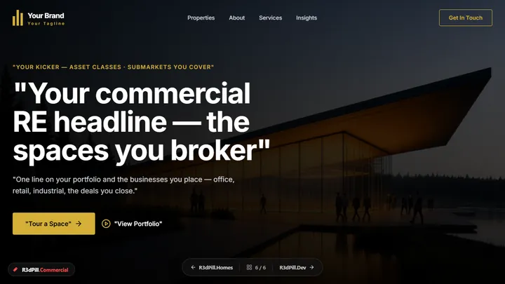 R3dPill.Commercial — Real Estate · Commercial website demo