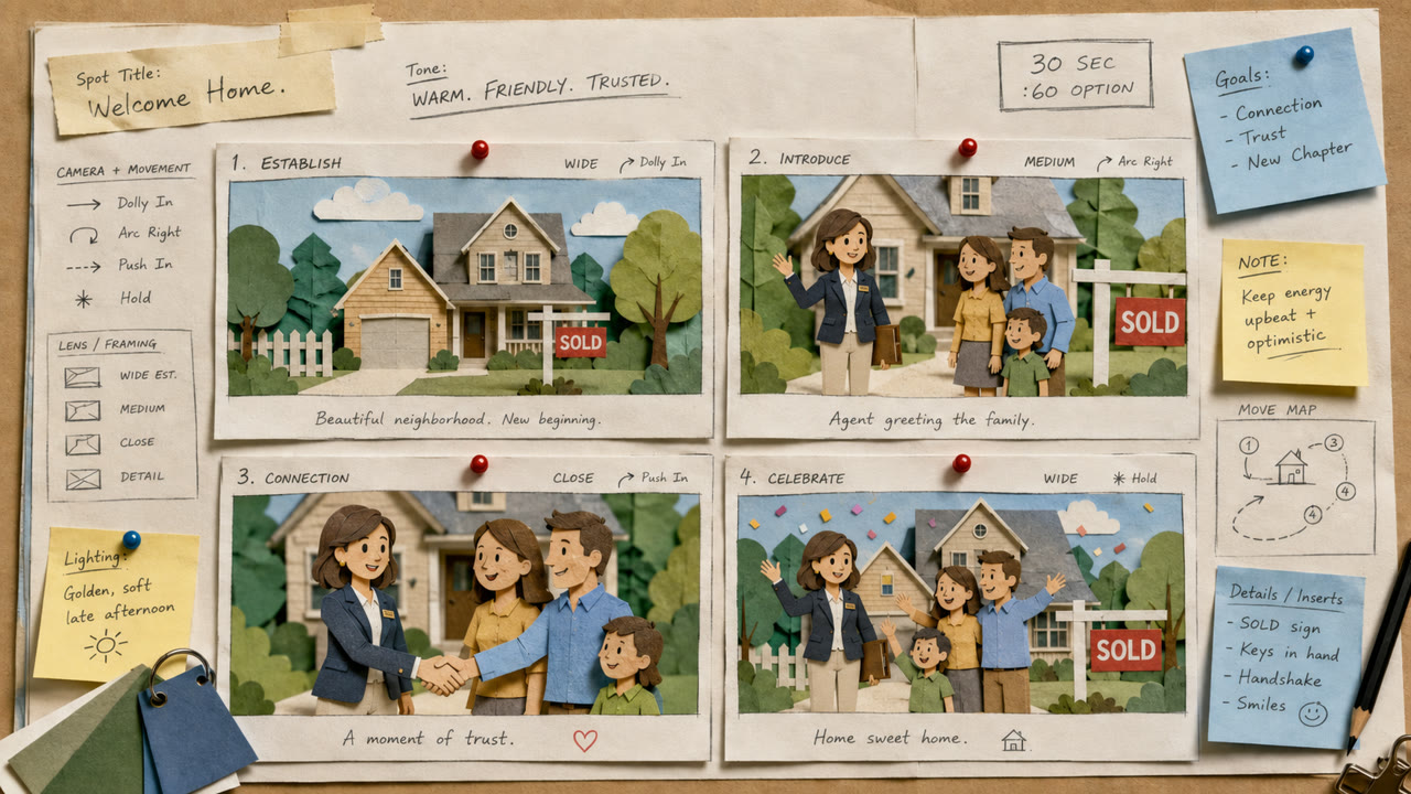 Homefolio Realty — annotated storyboard blueprint