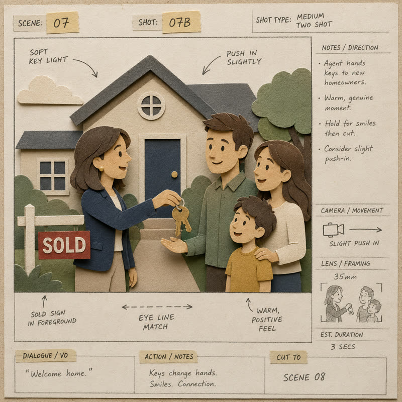 Marked-up storyboard panel